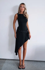 Worth My Time Midi Dress Black