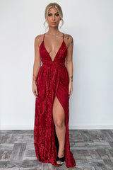 Scarlett Halter Maxi Dress - Burgundy