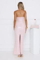 Saltwater Siren Strapless Sequin Maxi Dress Pink