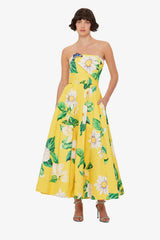 Lynn Bustier Midi Dress - Joie Print in Sunshine
