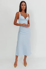 Moonlit Reverie Twist Back Maxi Dress Blue
