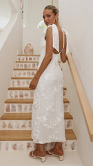 Usha Tie Strap Maxi Dress - White