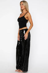 Caught Up In It Sequin Pants Black