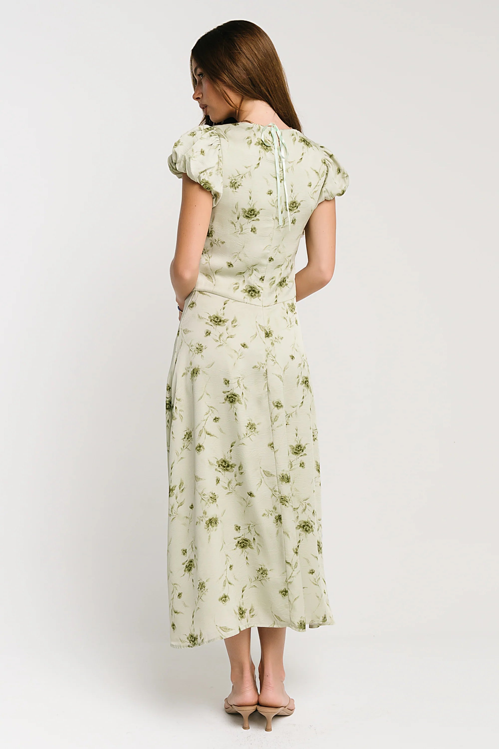 Savannah Floral Midi Dress in Green