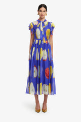 Grace Flutter Sleeve Midi Dress - Pear Print