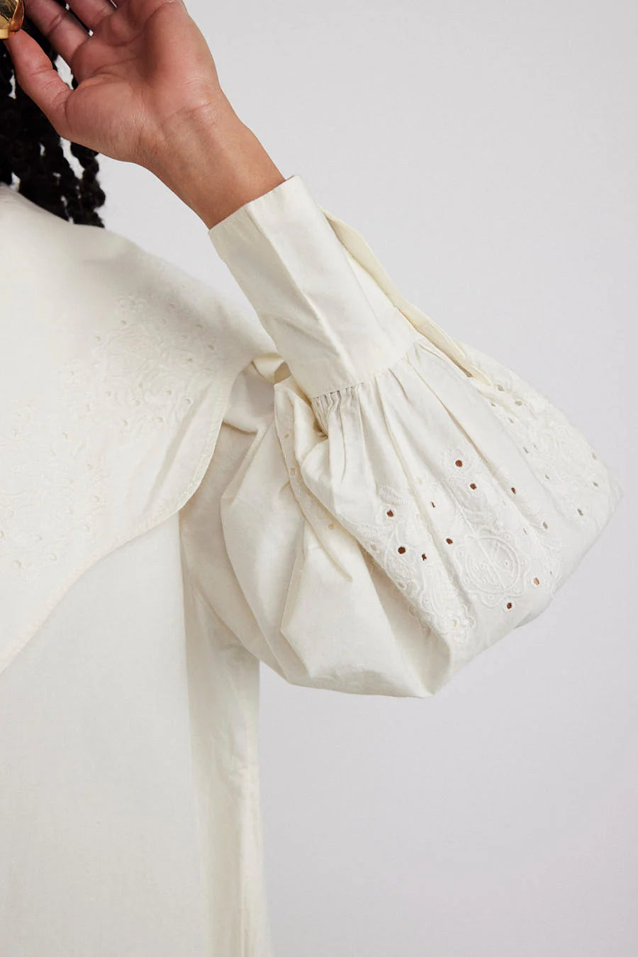 mimi mini dress - off white broderie