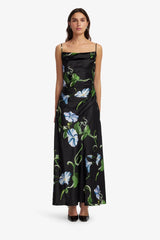 Valentina Maxi Dress - Vine Print in Ebony