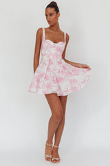 Get My Attention Off-Shoulder Mini Dress Floral Pink