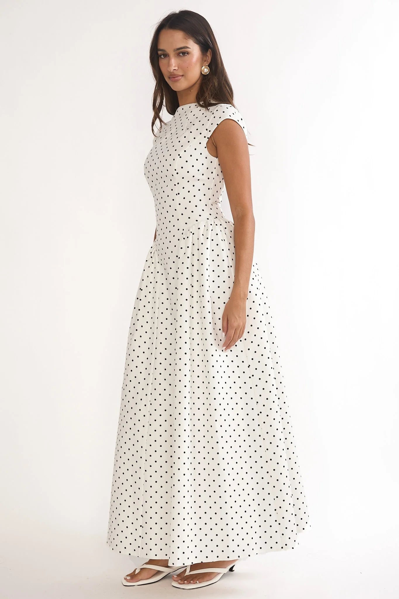 Lynnie Cap Sleeve Maxi Dress Polka Dot