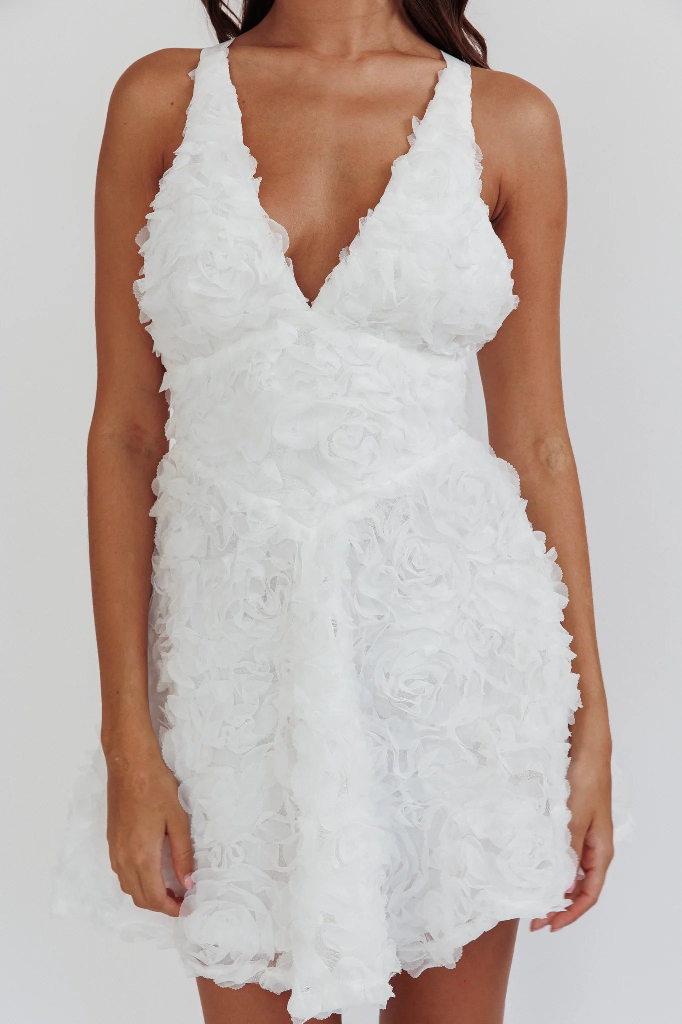 Lavalle Criss-Cross Embellished Mini Dress White