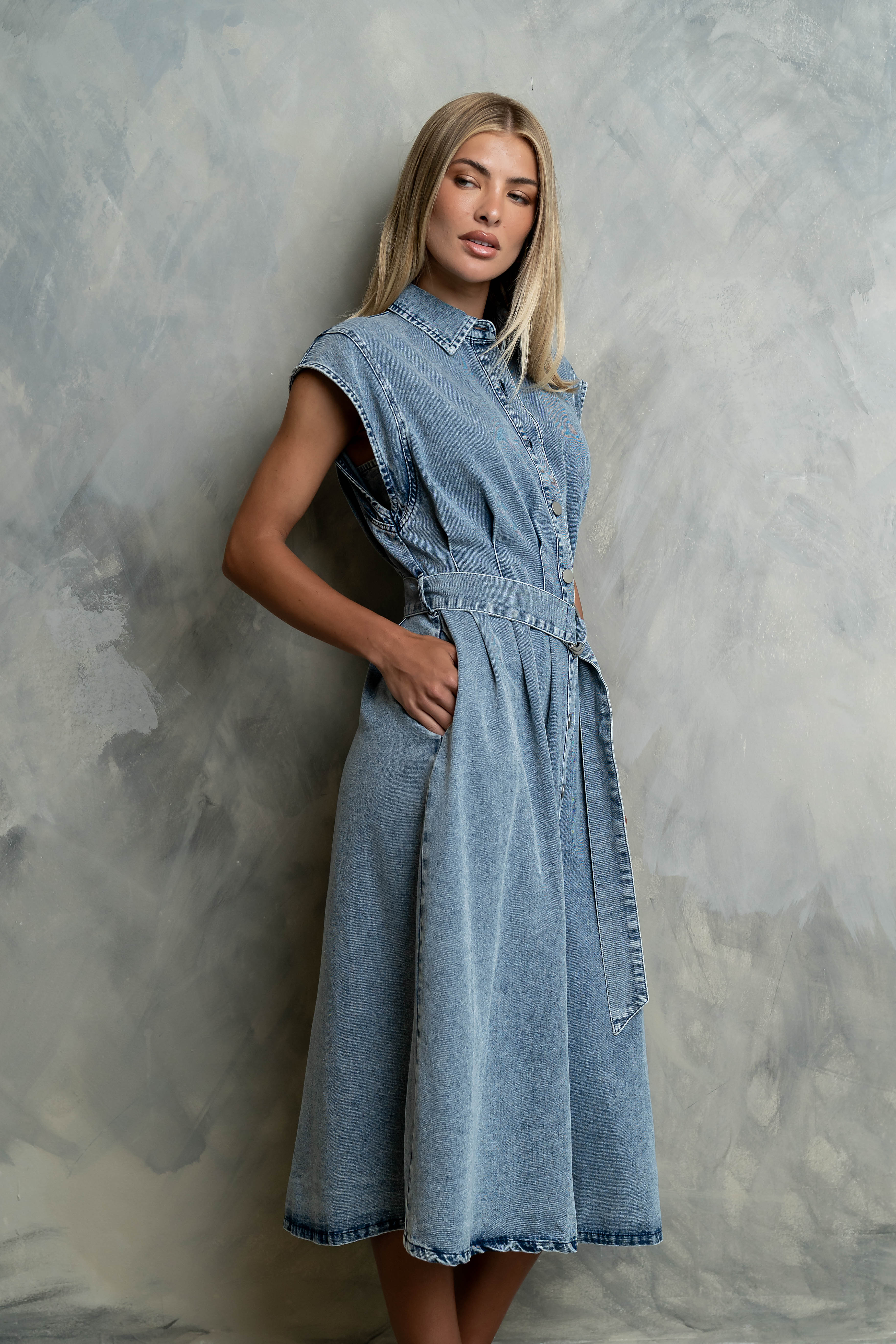 Sayla Denim Midi Dress