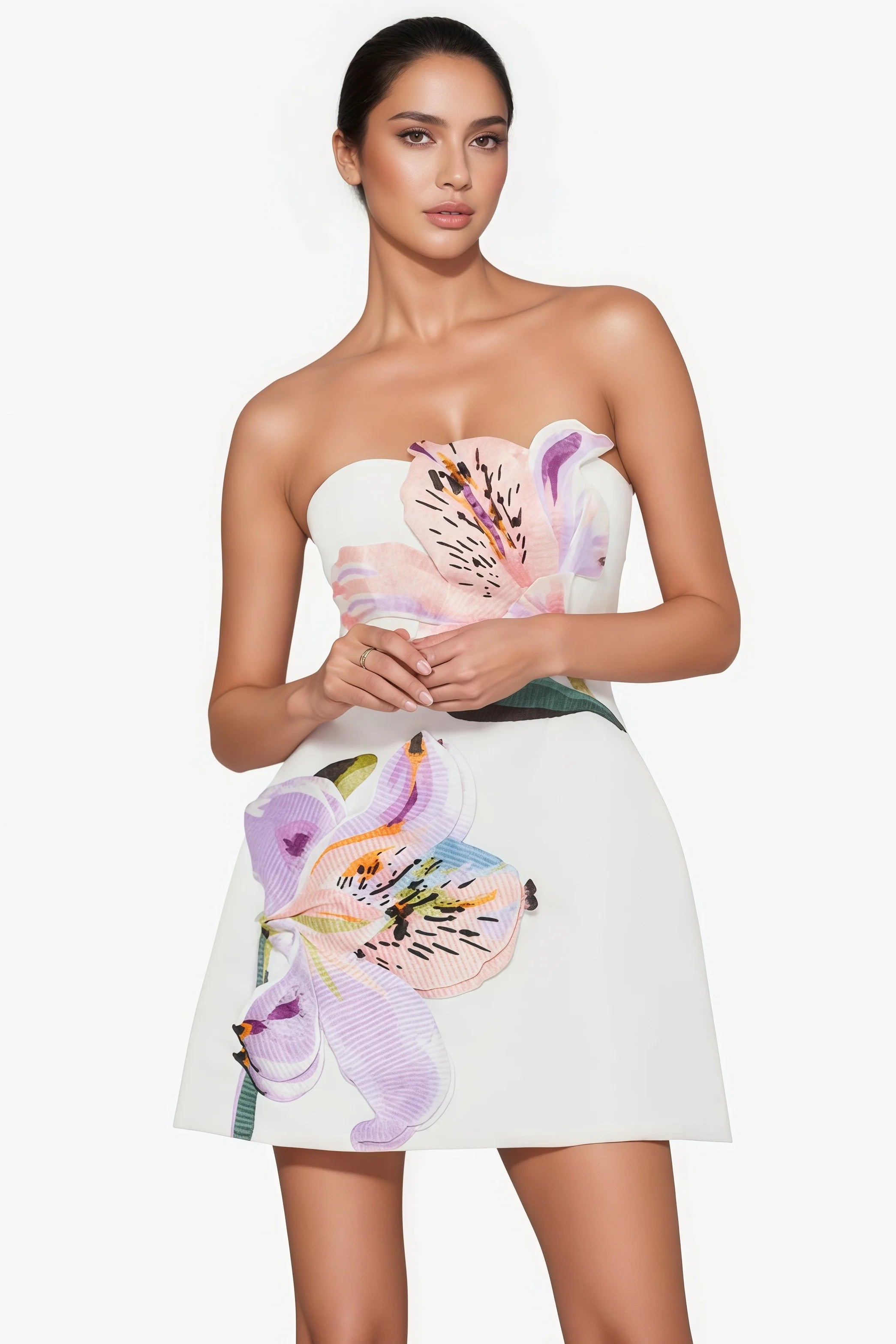 Raldrek White Floral Bustier Mini Dress