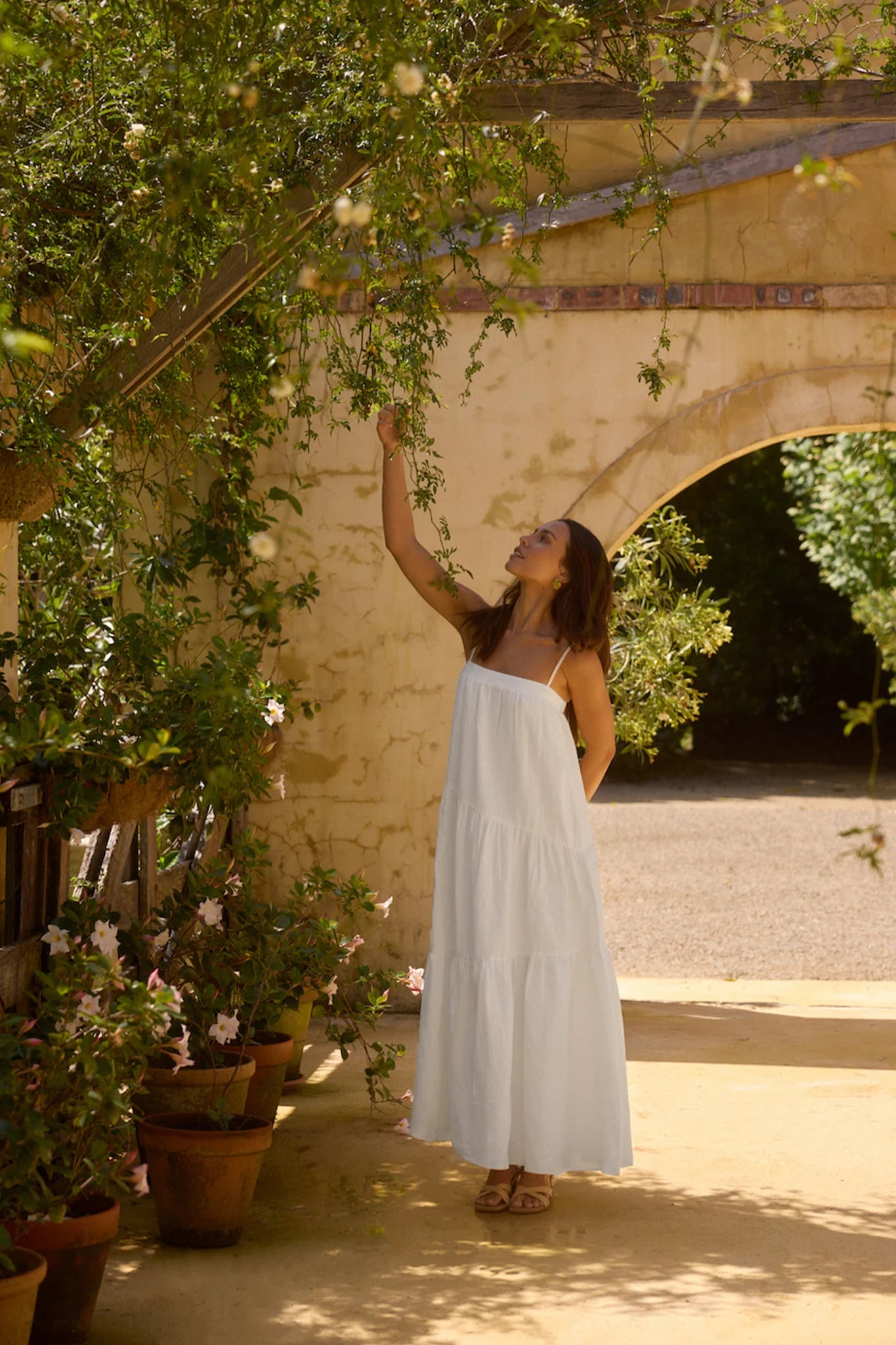 Liliana 100% Linen Maxi Dress White