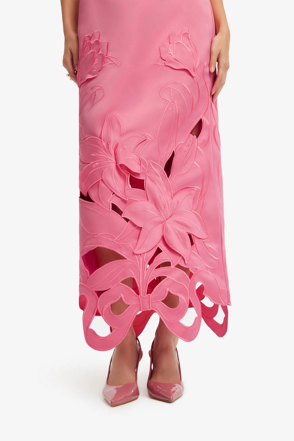 Rayna Appliqué Bustier Maxi Dress - Lily in Fuchsia