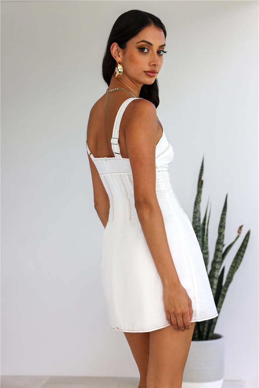 Sea Air Linen Blend Mini Dress White