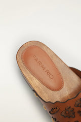 Brown Lace Leather Clog