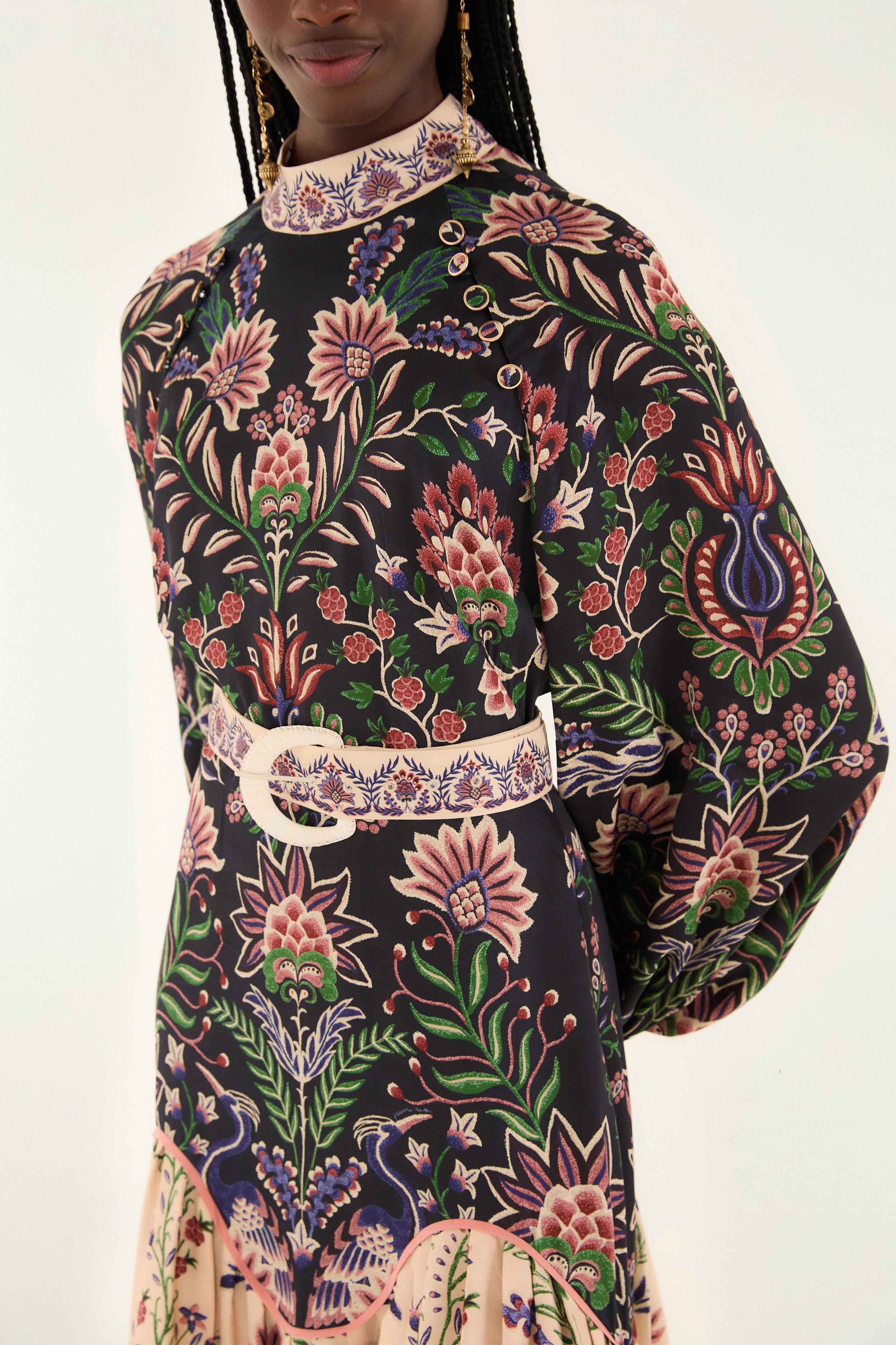 Marvelous Garden Black Midi Dress