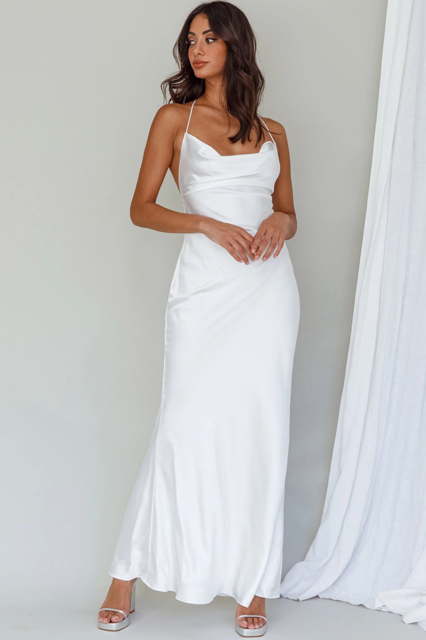 Palma Low Back Strappy Maxi Dress White