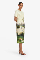 Elizabeth Jacquard Short Sleeve Midi Dress  - Serene Print