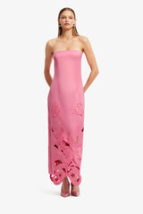 Rayna Appliqué Bustier Maxi Dress - Lily in Fuchsia