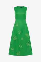 Cleo Appliqué Sleeveless Midi Dress - Verdant