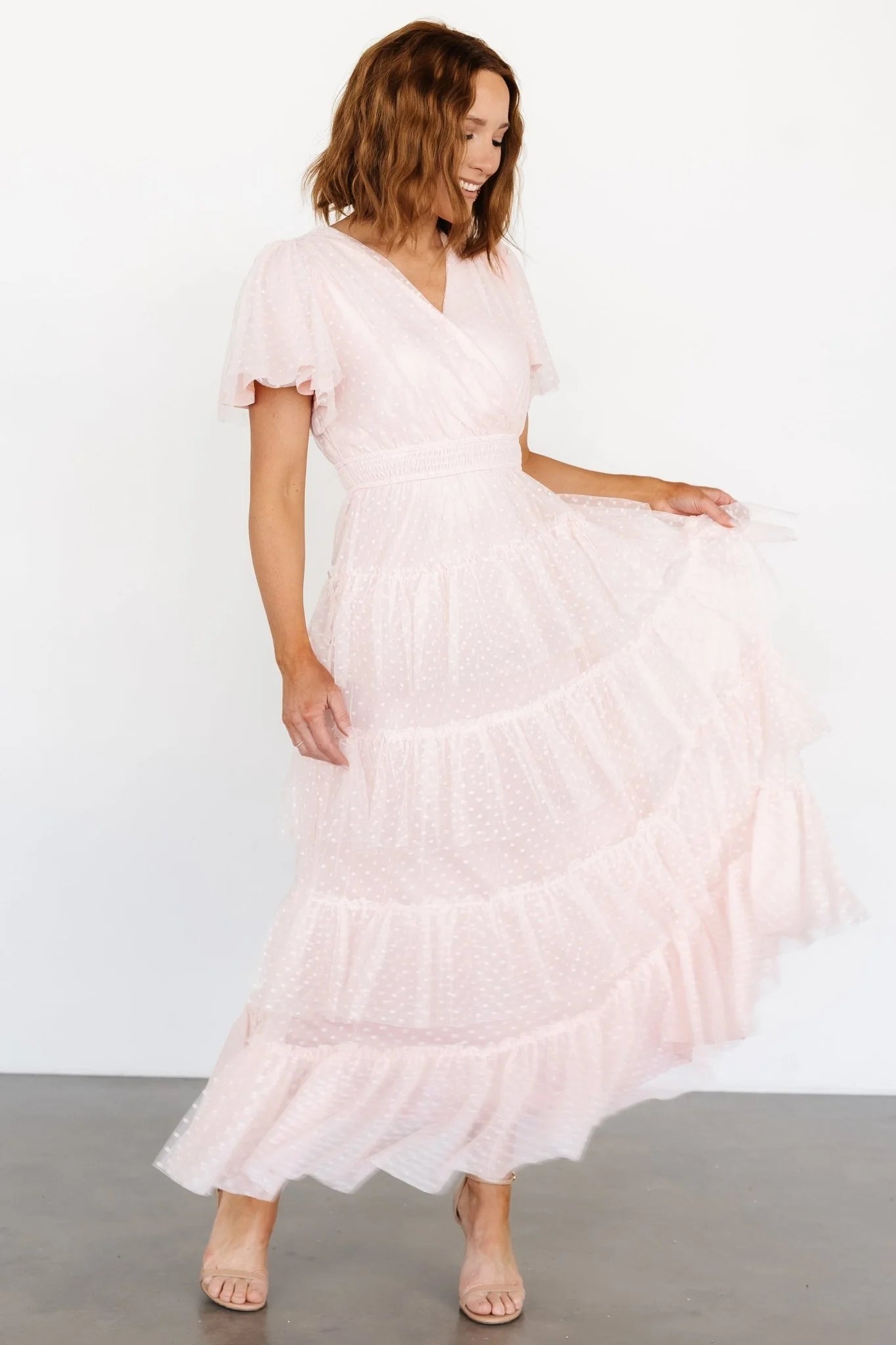 Laia Tiered Maxi Dress | Pale Blush