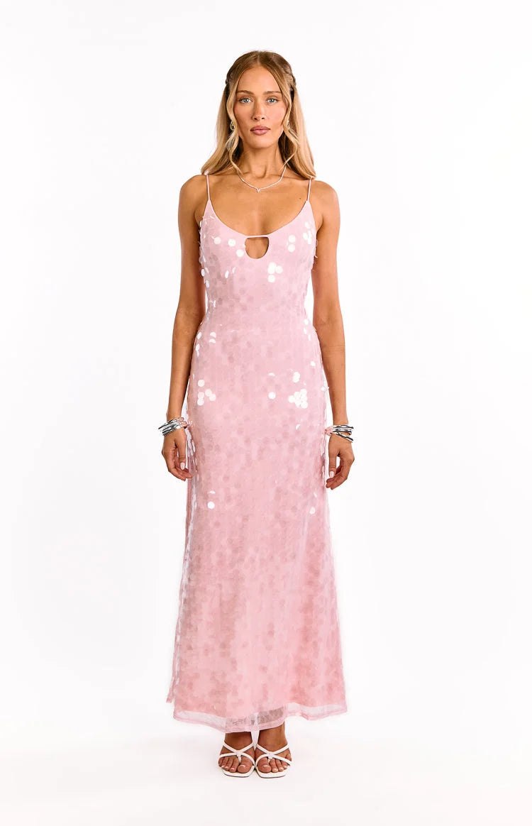 Lyanna Pink Sequin Maxi Dress