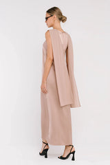 Lauren Satin Maxi Dress in Taupe