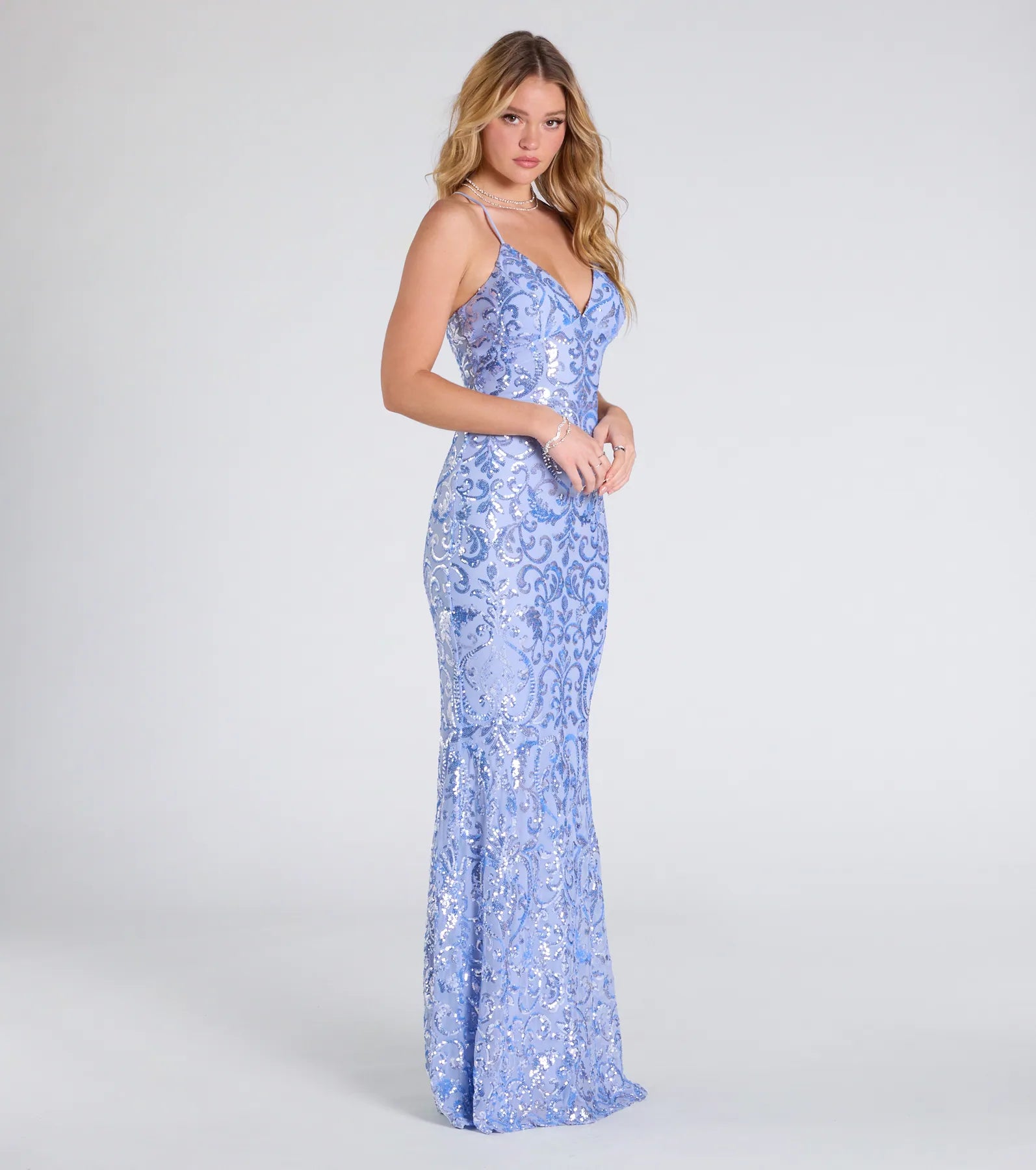 Bethanie Formal Sequin V-Neck Mermaid Dress