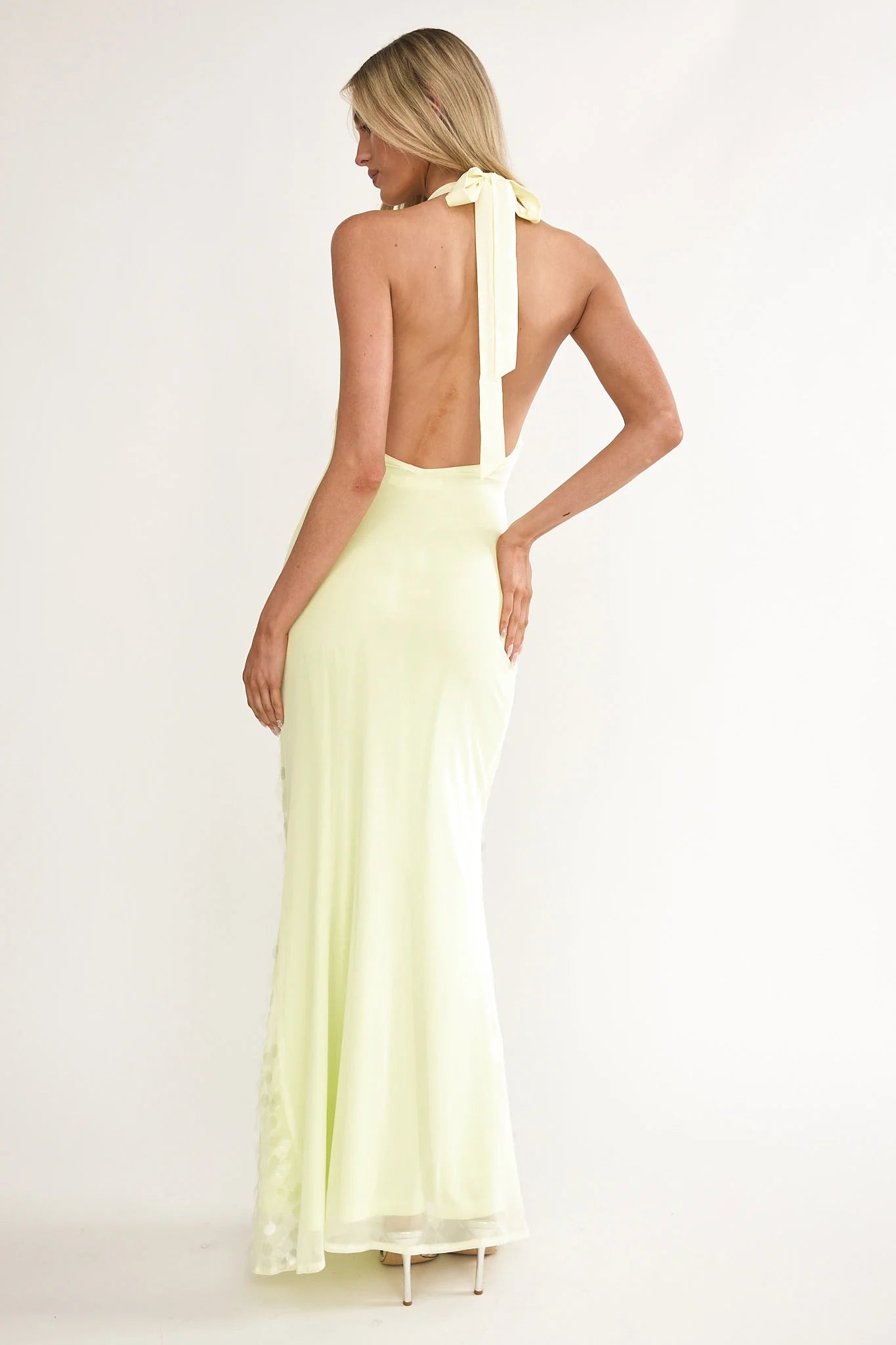 Kirralee Asymmetric Halterneck Sequin Maxi Dress Butter