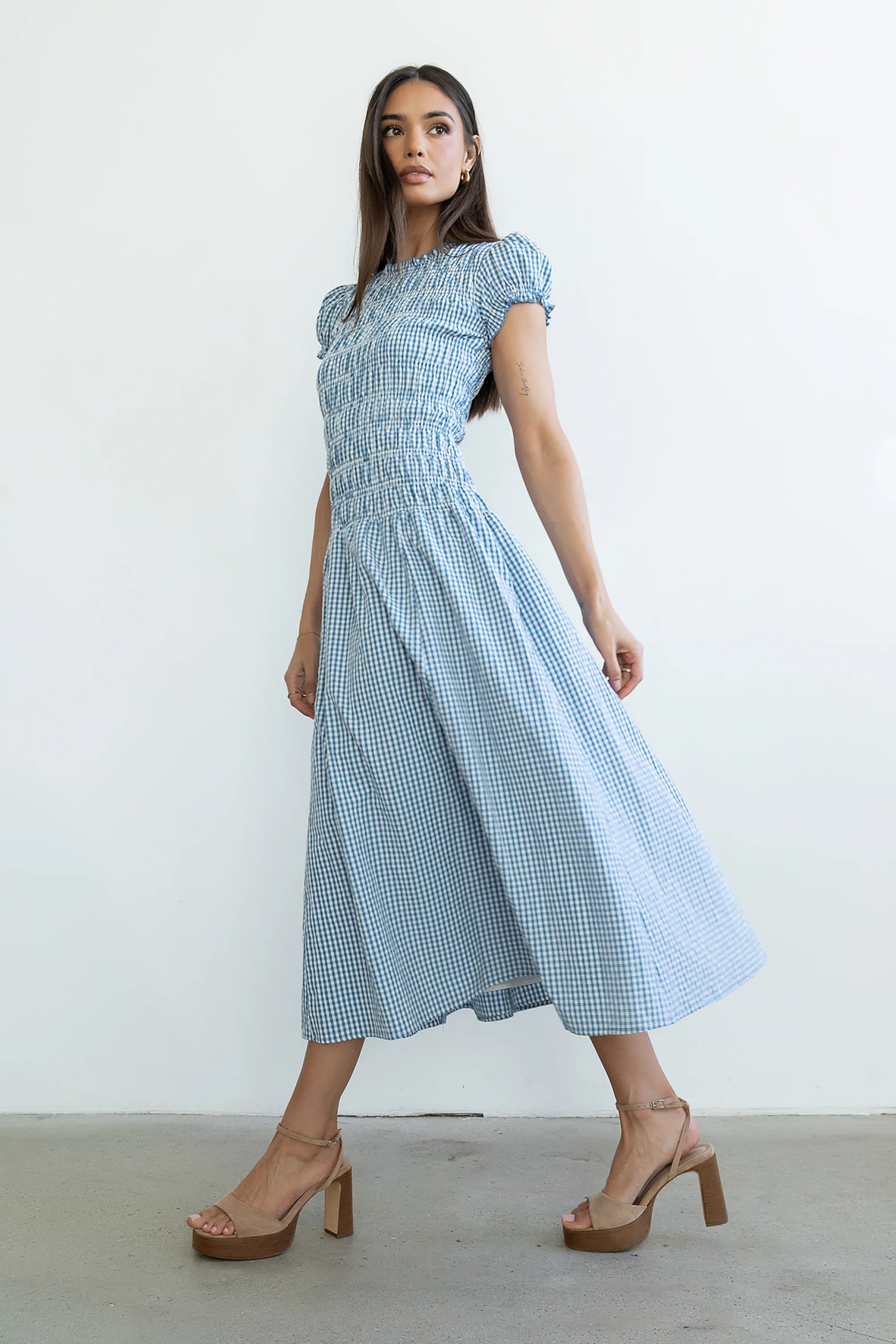 Opal Gingham Maxi Dress in Blue