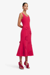 Emily Appliqué Midi Dress - Scarlet