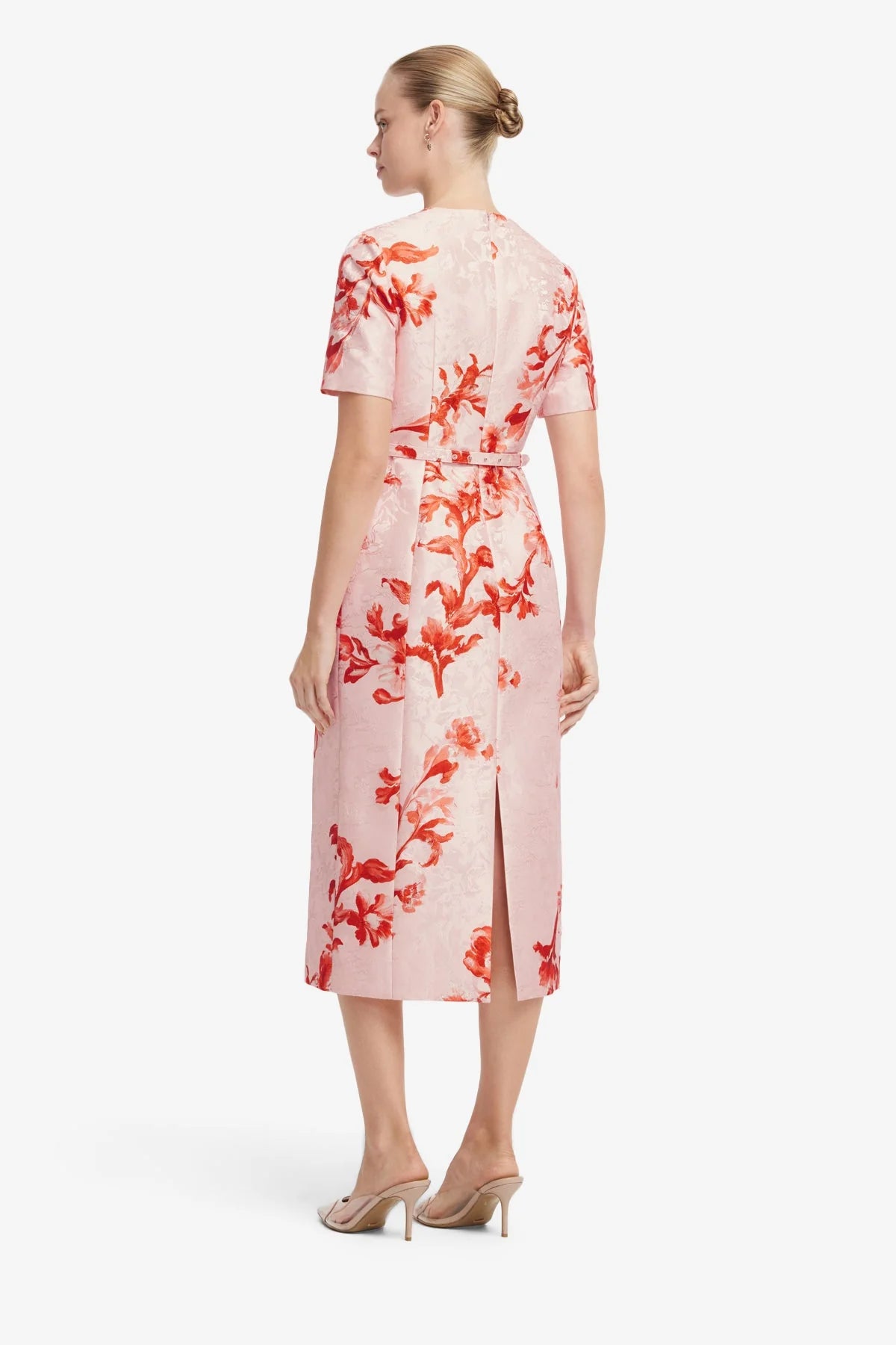 Elizabeth Jacquard Short Sleeve Midi Dress  - Magnolia Print