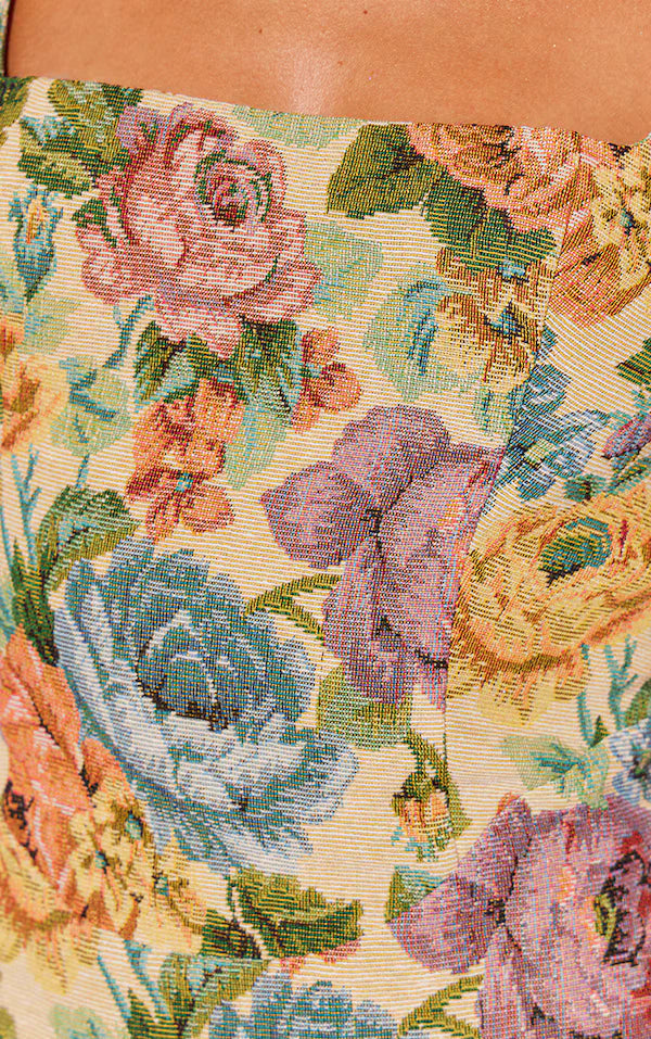 Stone Floral Twill Bodycon Dress