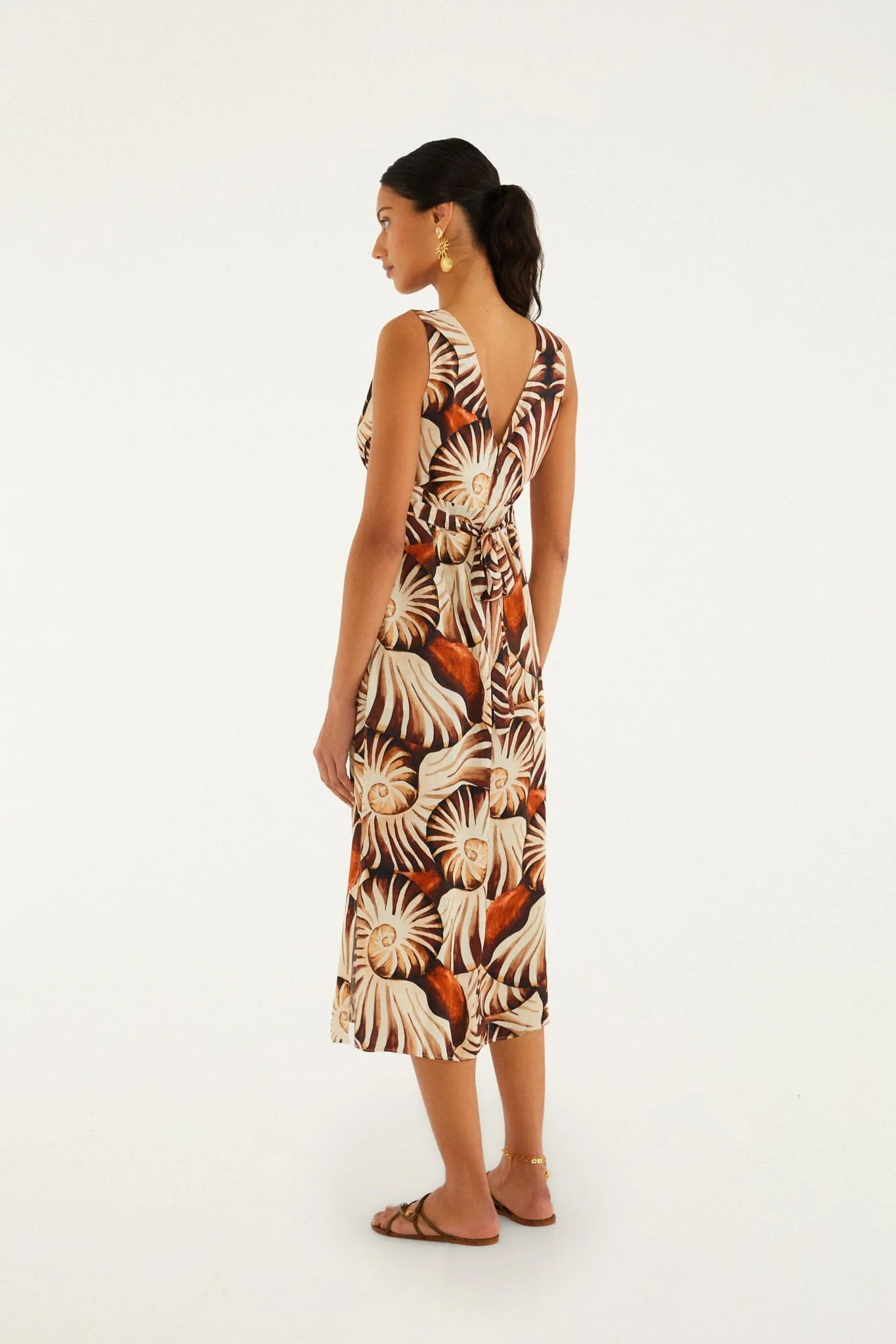 Multicolor Ammonite Buttoned Midi Dress