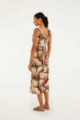 Multicolor Ammonite Buttoned Midi Dress