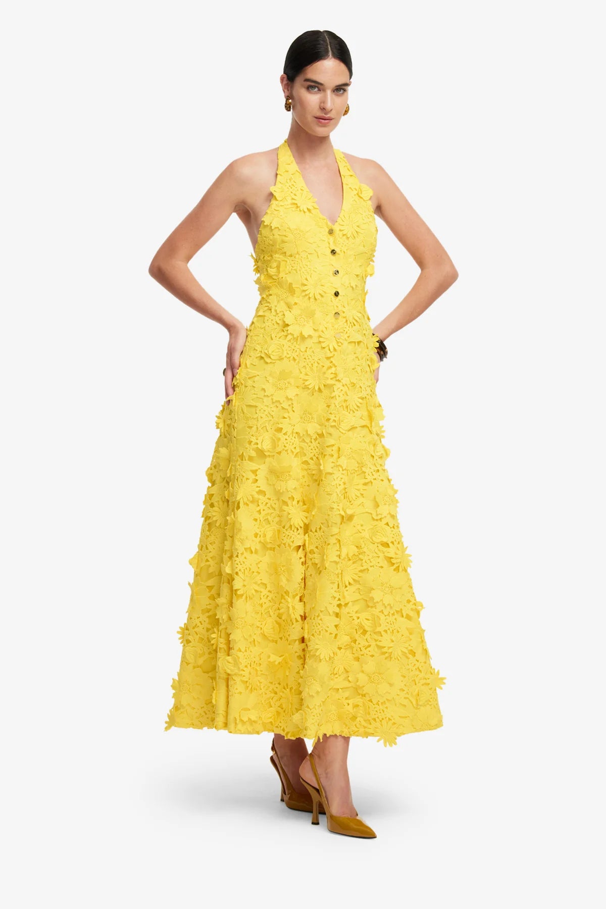 Juliette Lace Halterneck Maxi Dress - Sunshine