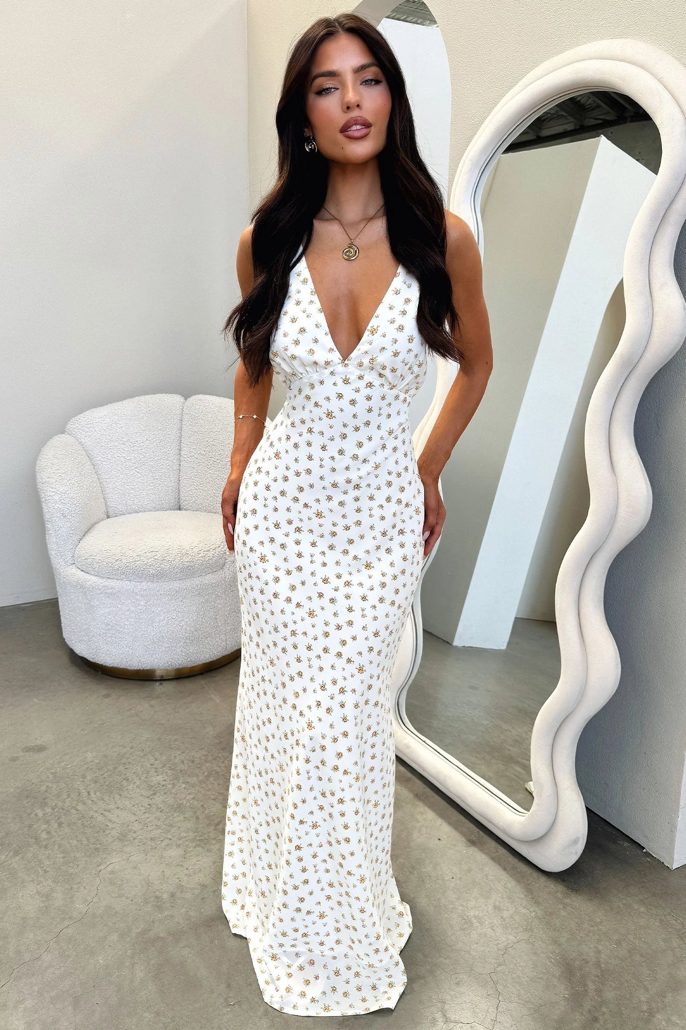 Naf V-Neck Maxi Dress - Yellow Floral