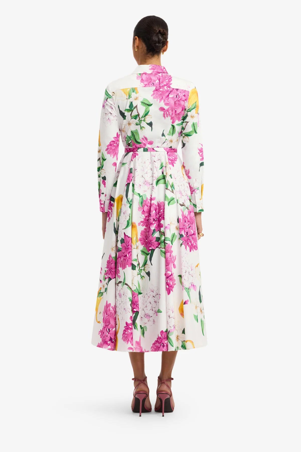 Zara Shirt Midi Dress - Floral Pear Print