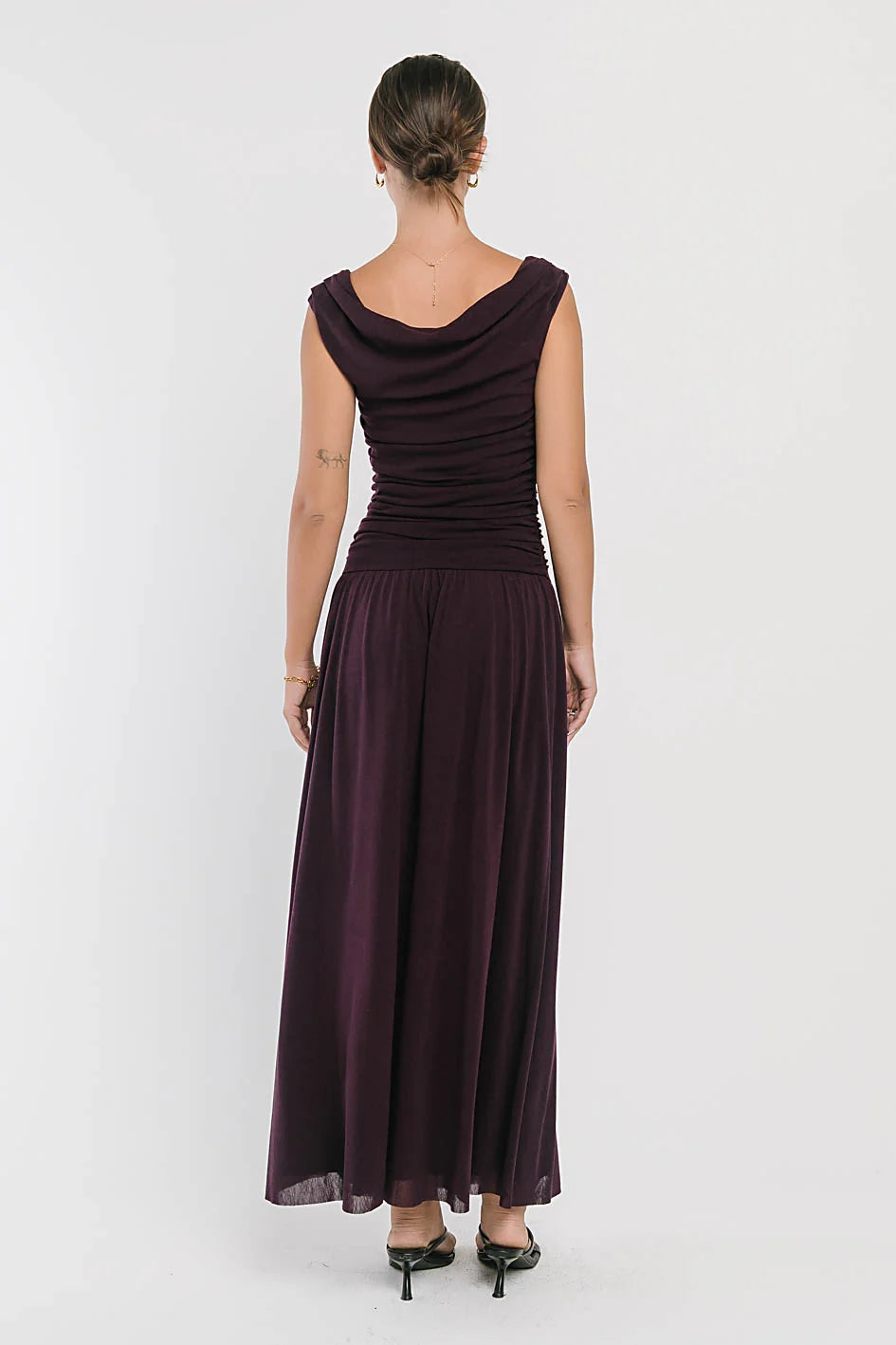 Luna Ruched Maxi Dress in Purple