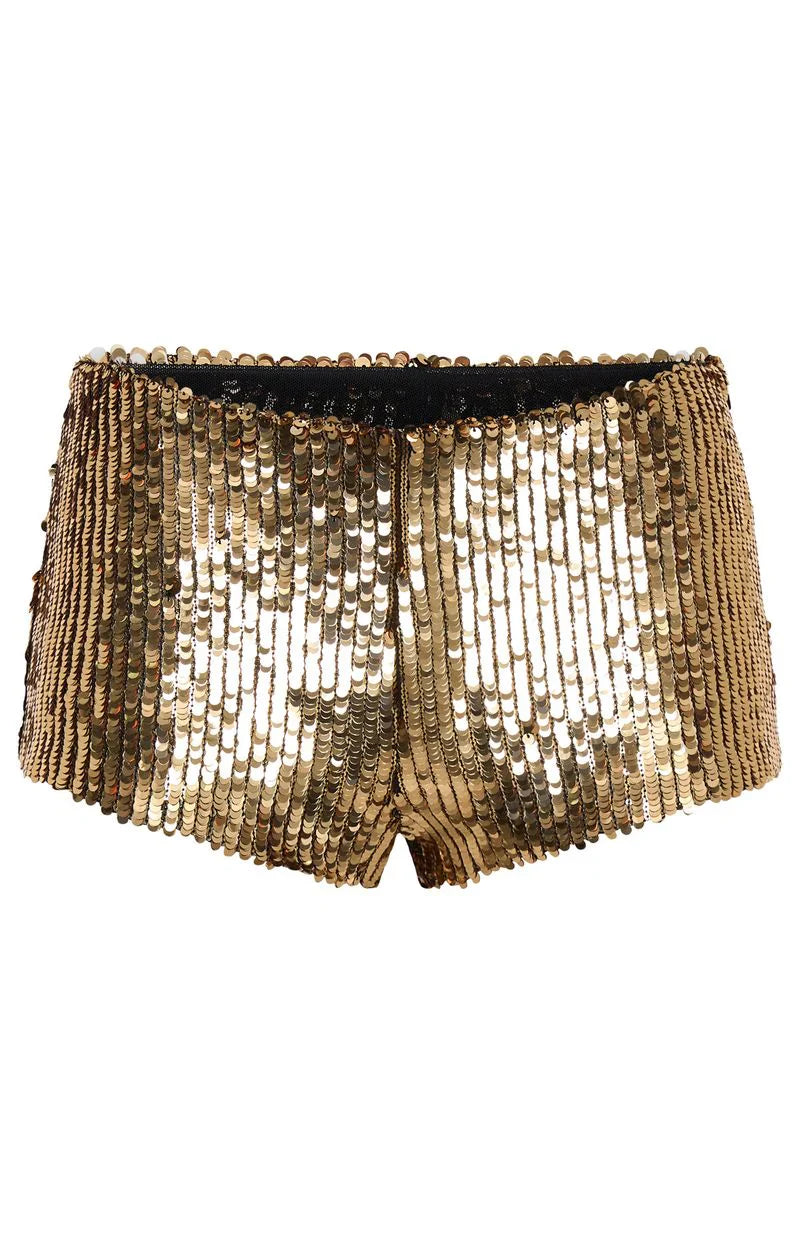 Bold Moves Sequin Shorts Gold
