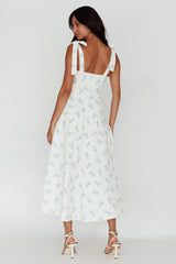 Mathilda Tied Shoulder Midi Dress Blue Floral